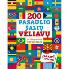 200 pasaulio šalių vėliavų su išimamomis kortelėmis