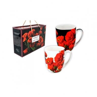 Carmani puodeliai 2 vnt 300 ml Aguonos baltas/juodas