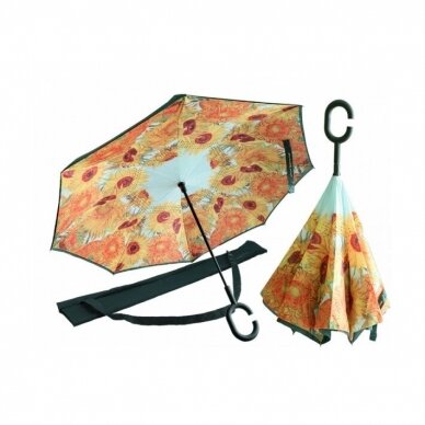 Carmani skėtis Van Gogh Saulėgrąžos su vientisu ilgu kotu