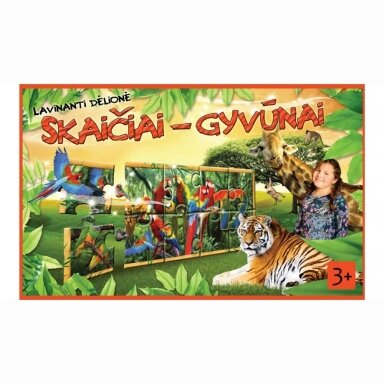 Skaičiai-gyvūnai.Lavinanti dėlionė